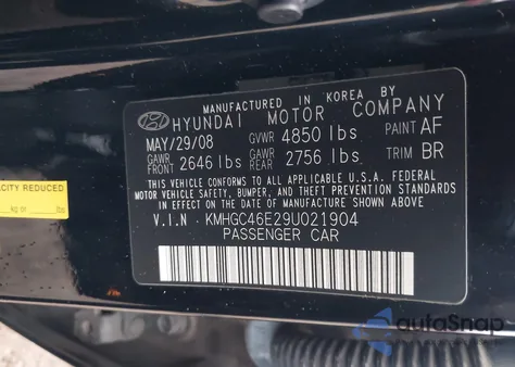 2009 Hyundai Genesis 3.8 z USA, uszkodzony, nr VIN KMHGC46E29U021904